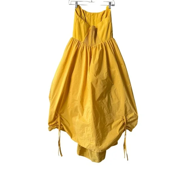 Anthropologie Yellow Strapless Ruched Hi-Low Corset Gown Size M Wedding Guest - Picture 6 of 7